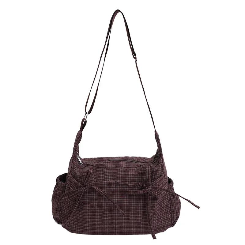 Koreański Styl Vintage Kratka Jednoramienna Torba Duża Pojemność Wszechstronna do Szkoły Pracy Dojazdów Unisex Nylonowa Torba na Ramię
