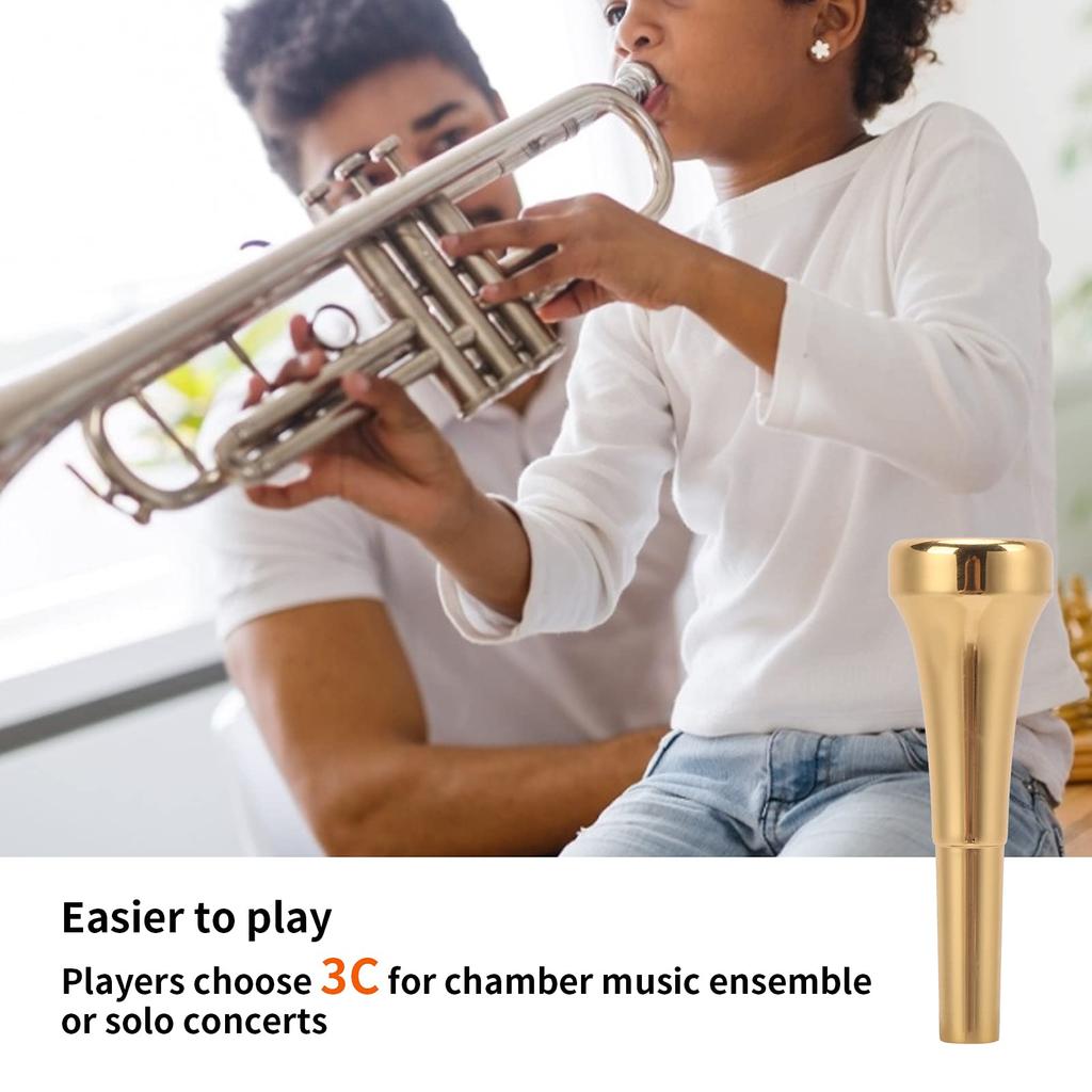 Trumpet Bright Brass Mouthpiece for Deformation Musical Instrument Brass Material Mouthpiece, Tone, Beginners, Resistant, Practice, Part, (3C)