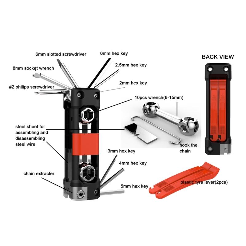 Durability 9Function Cycling Tool Set Combination Tool For Professional Bike Repairs Motorcycle Care Outdoor Survival Set
