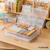 Large Capacity Double-layer Transparent Marker Pen Storage Box, High-value Desktop Double-layer Storage Pen Holder