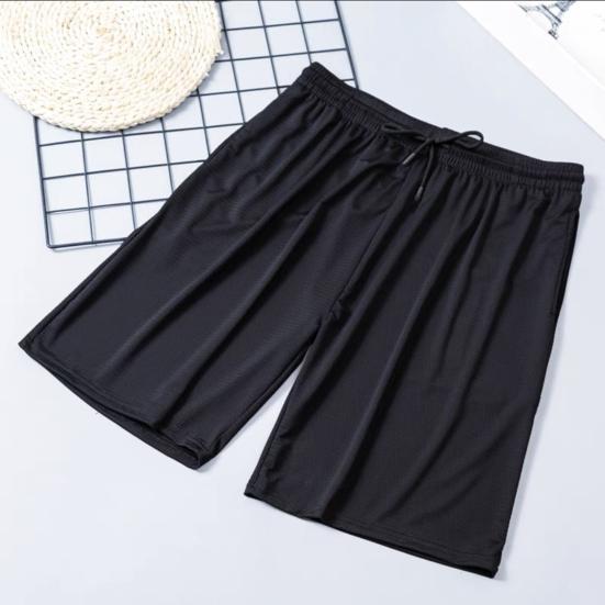 Men Shorts Solid Color Loose Elastic Waist Colorfast Students Shorts for Daily Wear