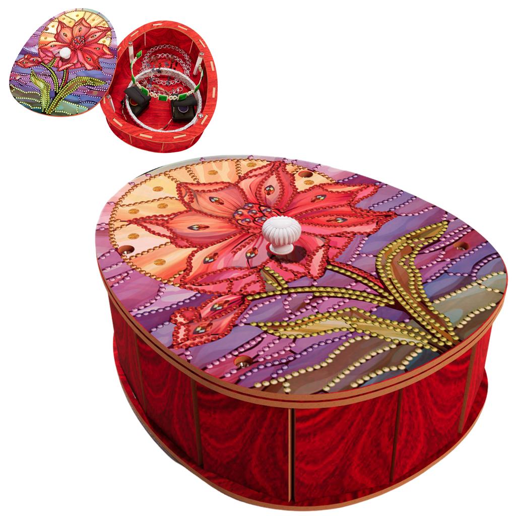 5D DIY Diamond Art Rhinestones Decorative Holder Box with Lid Diamond Painting Jewelry Box Egg-Shaped Birthday Gifts for Friends