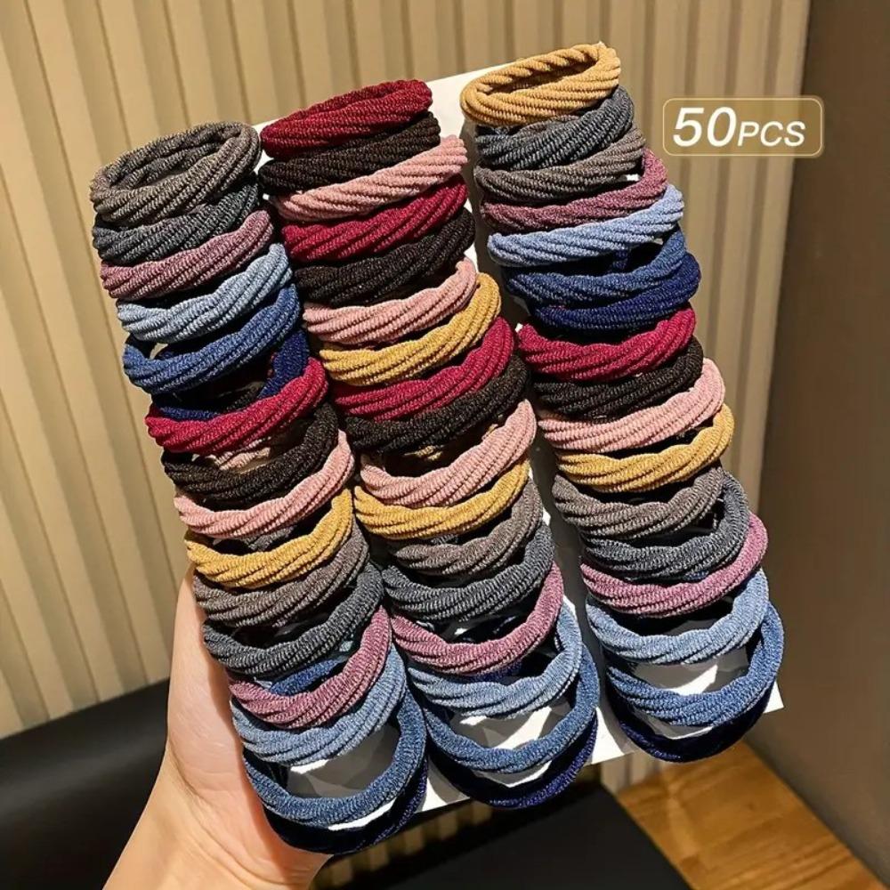 50Pcs No Hurt Hair Hair Ties High Elastic Hair Rope New Girls Hair Bands  Women Girls