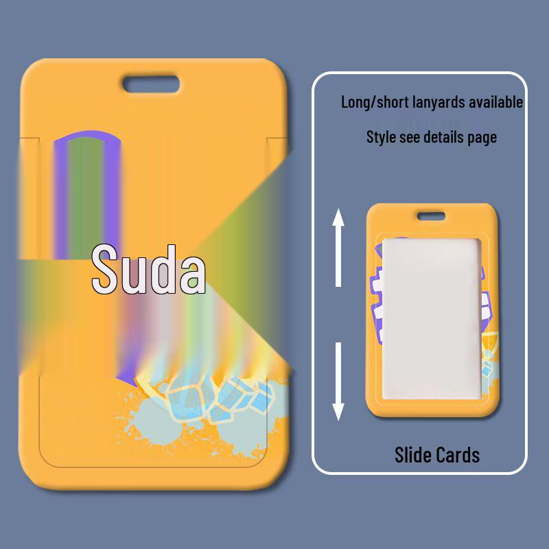 Cartoon Sliding Cover ID and Meal Card Holder for Students