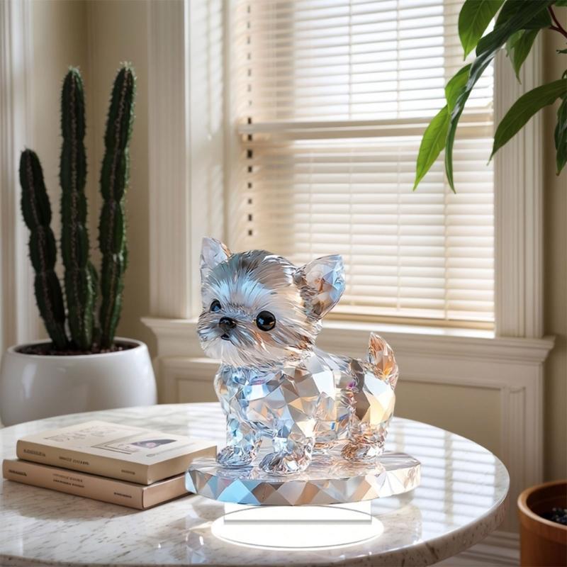 Animal Statues Decorative Ornament for Living Room,Home,Office Decors Acrylic Dog Figurines Tabletop Centerpieces