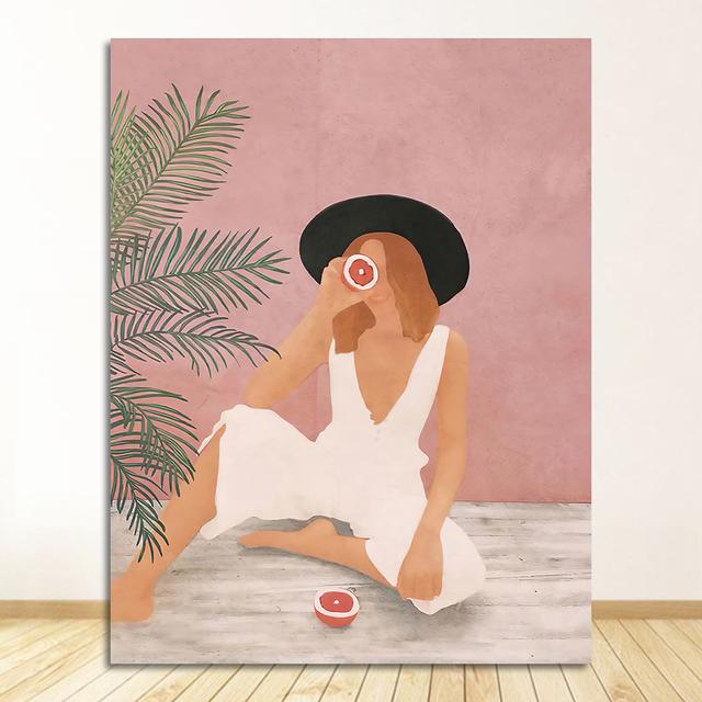 Nordic Posters and Prints Wall Art Canvas Painting Wall Pictures for Living Room Decor Abstract Feature Plant Vintage