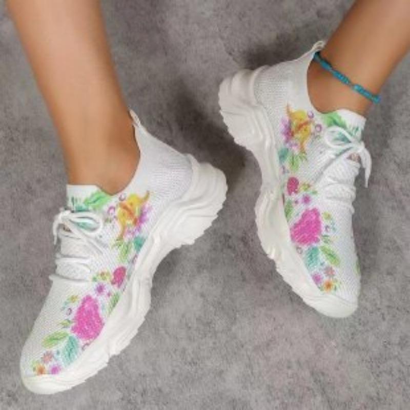 

New women s shoes casual flower sports shoes women s fashion flat shoes 35 белый