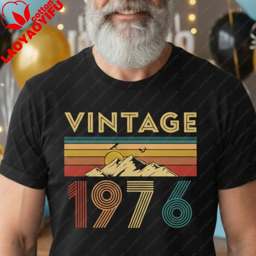 T-shirt Vintage 1976 50° Compleanno Regalo per Lui Classica Retro T-shirt Uomo Festa di Compleanno Regalo Magliette Abbigliamento con Stampa Grafica