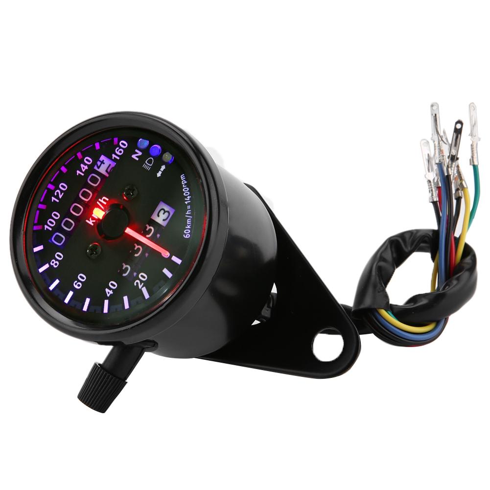 DC 12V Universal Motorcycle LED Backlight Dual Odometer Speedometer Gauges Meter