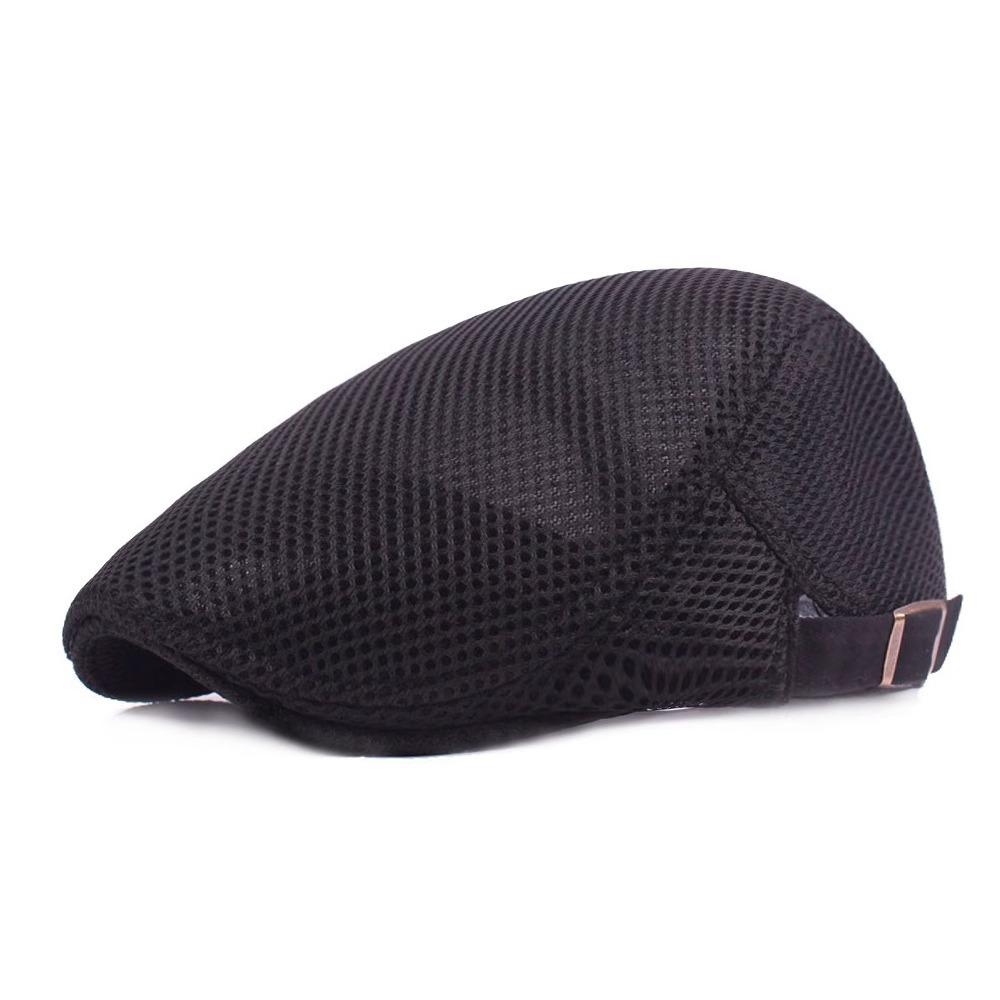 Summer Thin Hat Men's Hollowed Mesh Breathable Forward Hat Light Plate Retro Beret New