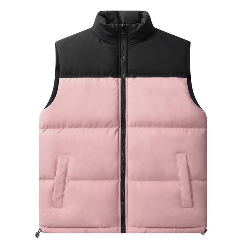 Vest Men's Loose Casual Waistcoat Autumn and Winter Stand-up Collar Thickened Jacket Men's Color Matching Warm Windproof Jacket Men's