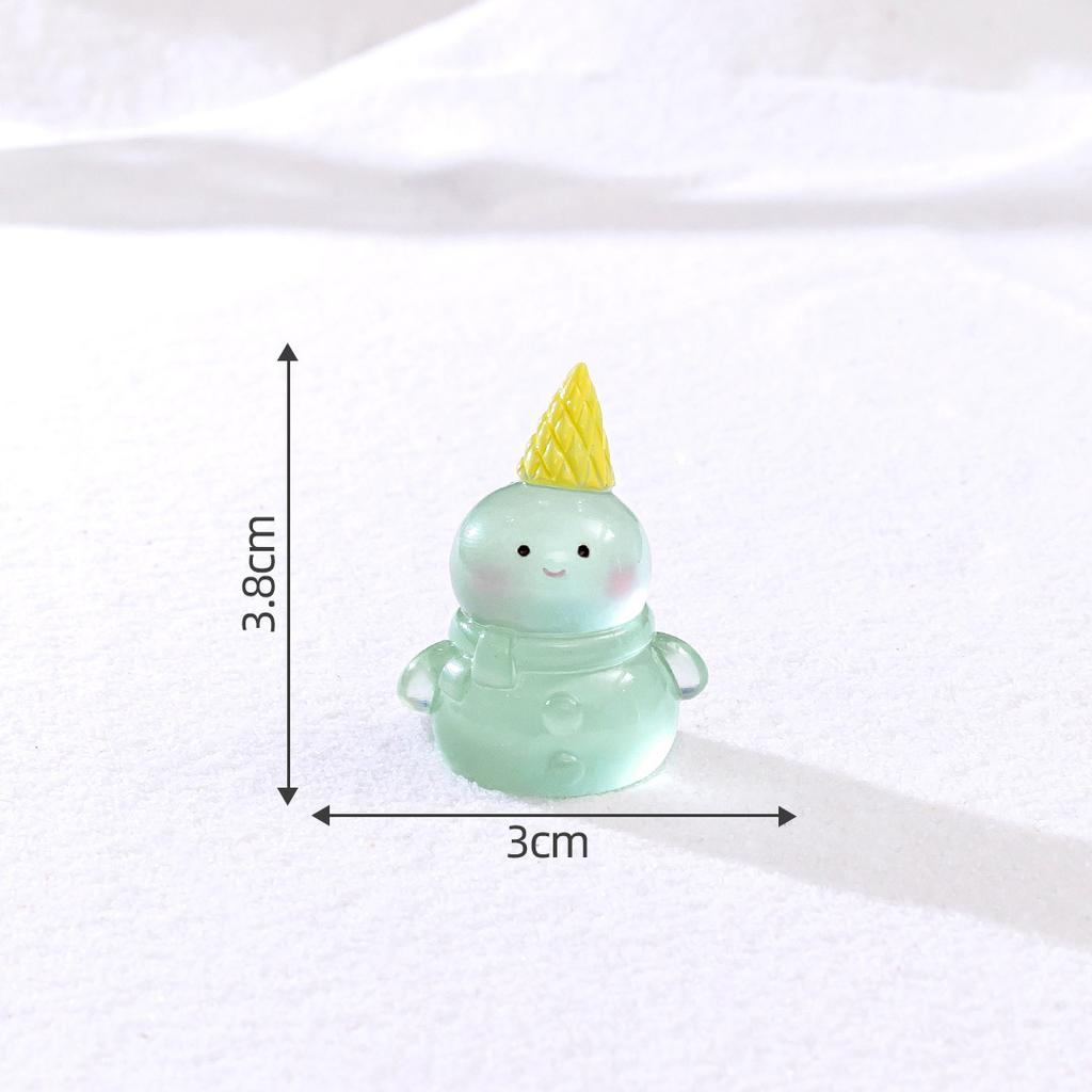 6pc Micro Landscape Cute Luminous Snowman DIY Snow Christmas Scenery Decoration Accessories Car Carrying Mini Ornaments