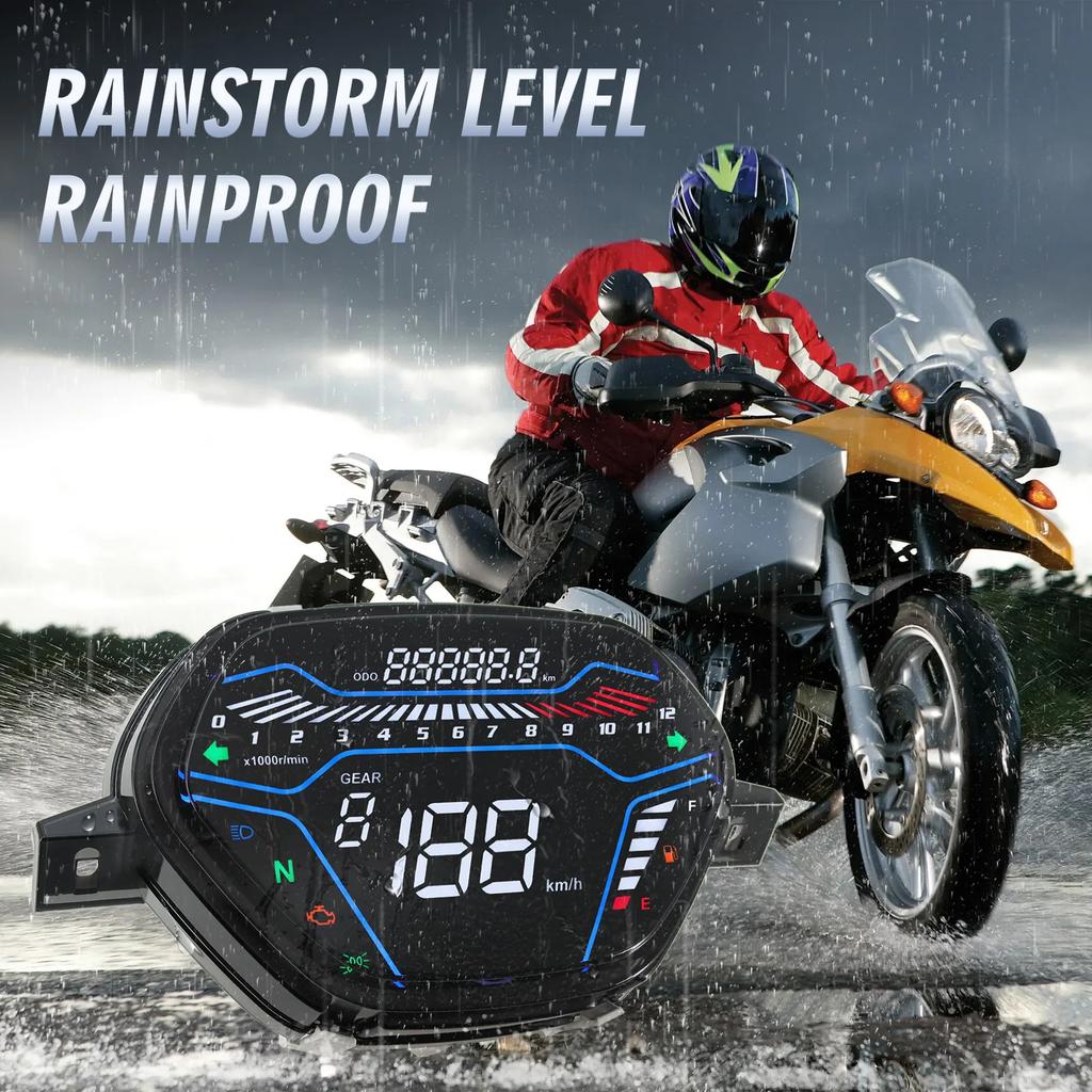 Motorcycle Speedometer 199Km/h LED Dashboard RPM Tachometer Digital Temp Fuel Gauge for Honda EX5 Class1 CX DX Wave100 CD100