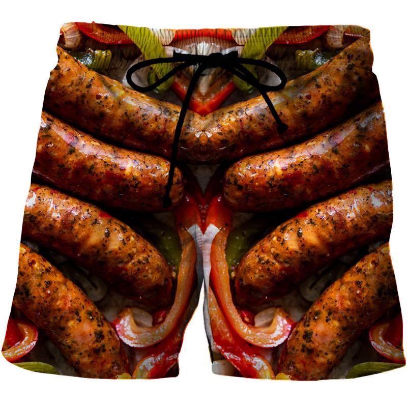 Summer 3D Food Graphic Print Shorts Fashionable Casual Beach Men's Shorts