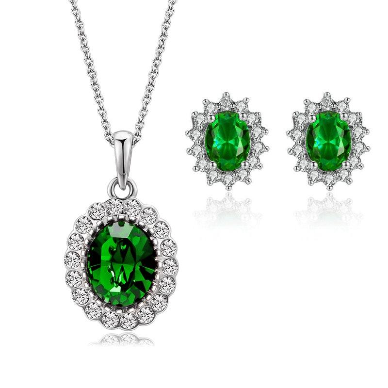 Women's European & American Luxury Jewelry Set: Necklace & Stud Earrings