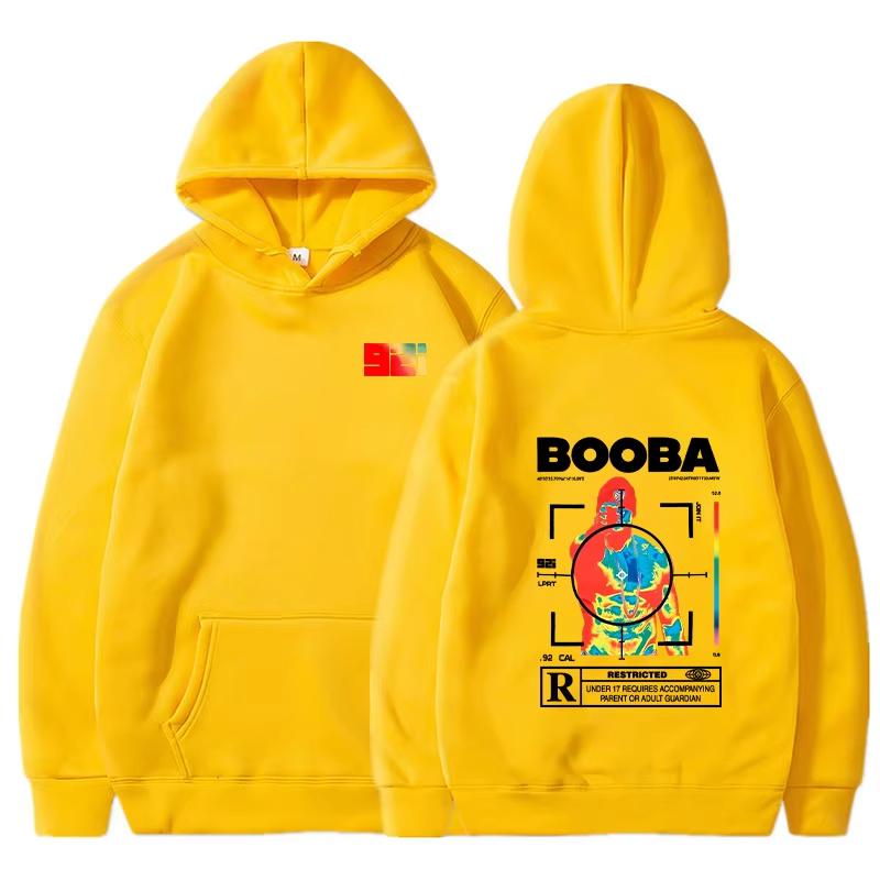 and wo hooded sportswear with long sleeves and printed designs, fashionable and sci-fi style, for street casual wear