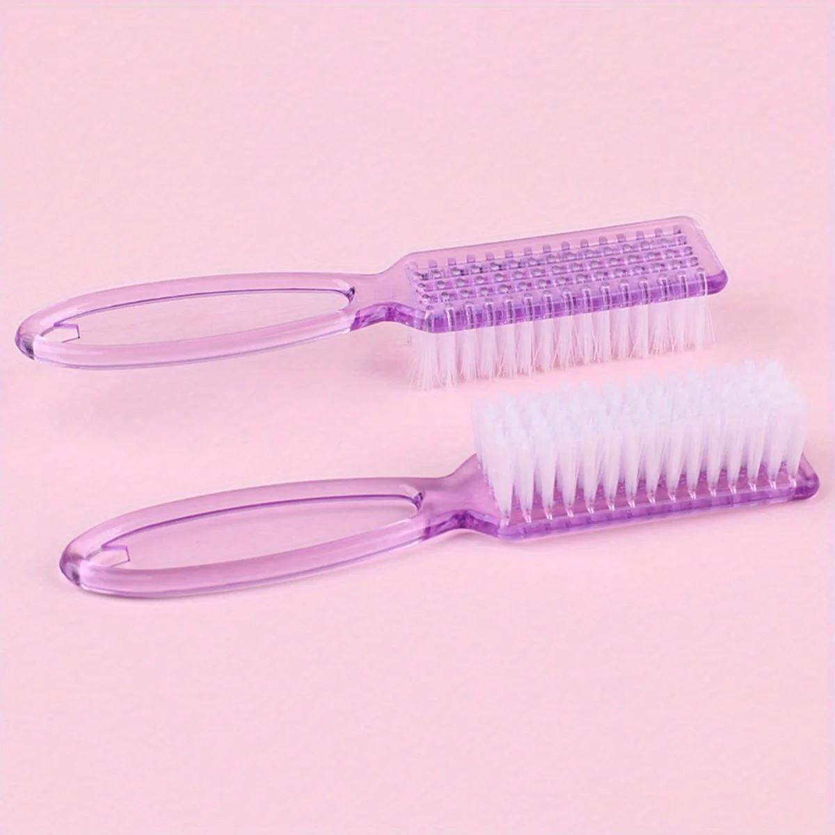 2PCS Nail Art Brush Long Handle Brush Square Head Multifunctional Nail Dust Manicure Dust Cleaning Brush