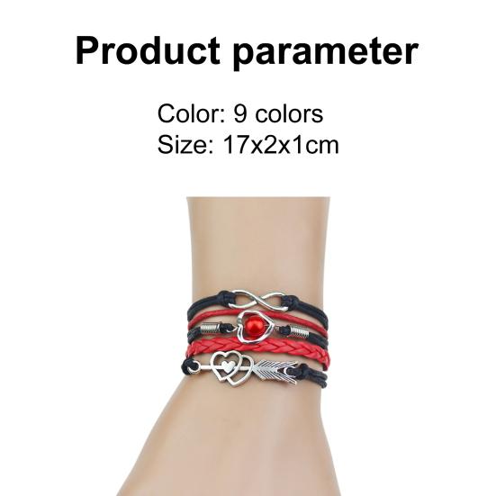 Bracelet Braided Multilayer Vintage Cupid's Arrow Pattern Wristband for Club