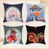 New Chinese Style Mythical Beast Lion Pillowcase - Festive Cartoon Home Decor Cushion for Sofa and Bed.