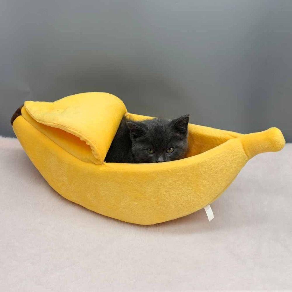 Portable Banana Shape Cat Bed Cute Cozy Cat Mat Funny Pet Sleeping Basket For Kitten Puppy