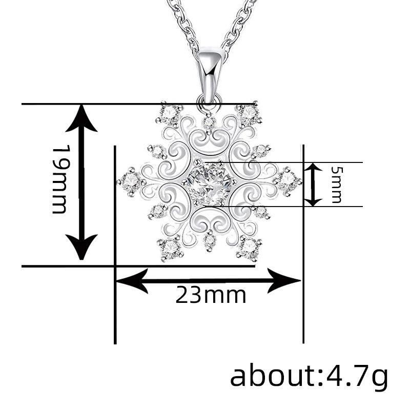 Cao Shi Exquisite Zircon Snowflake Pendant Necklace - Sweet & Fashionable Holiday Jewelry