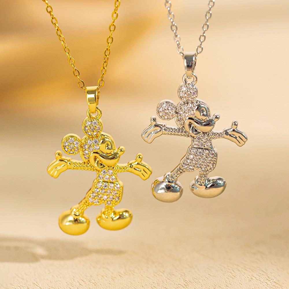 A Piece of Fashionable Cute Cartoon Disney Mickey Minnie Necklace Clavicle Chain Beauty Gift Women Girls Daily Accessories