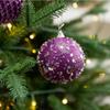 Glitter Coated Christmas Ornament Balls Purple Xmas Decor Christmas Pendant  Holiday Scene Layout