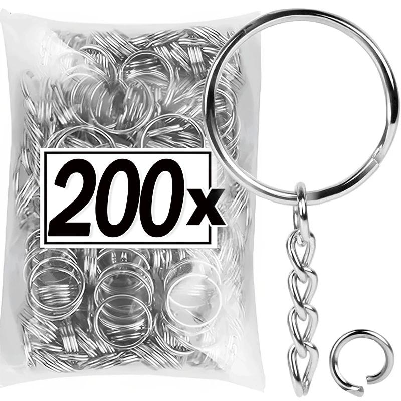 50/500pcs Metal Blank Keyring Keychain Split Rings Keyfob Key Rings Lobster Clasp Key Chain Key Pendant Stainless Steel Rings