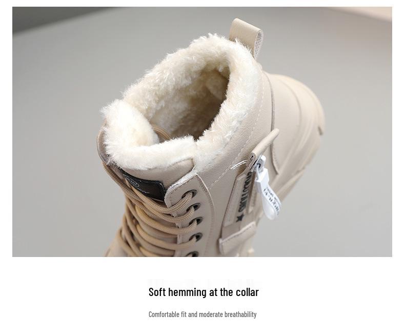 Winter 2024 Damen Trendige Dickbesohlte Fleecegefütterte Martin Boots
