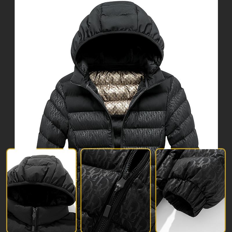 Light Cotton Jacket Men's Winter Fashion Hit The Colour Slim Detachable Cap Thickened Hooded Comfortable and Versatile Jacket