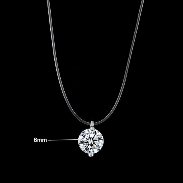 Simple Women Chocker Invisible Chain Transparent Fishing Line Necklace Crystal Rhinestone Choker Necklace Pendant On Line Neck