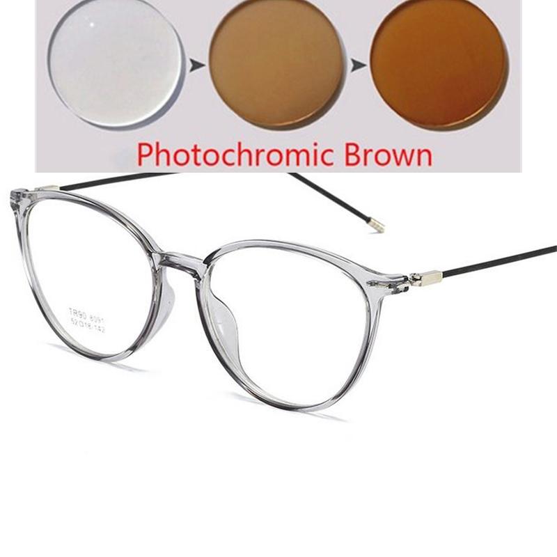 Transparent Gray Oval Nearsighted Glasses Ultralight  Steel Wire Leg Prescription Eyeglasses Diopter 0 -0.5 -1.0 To -6.0