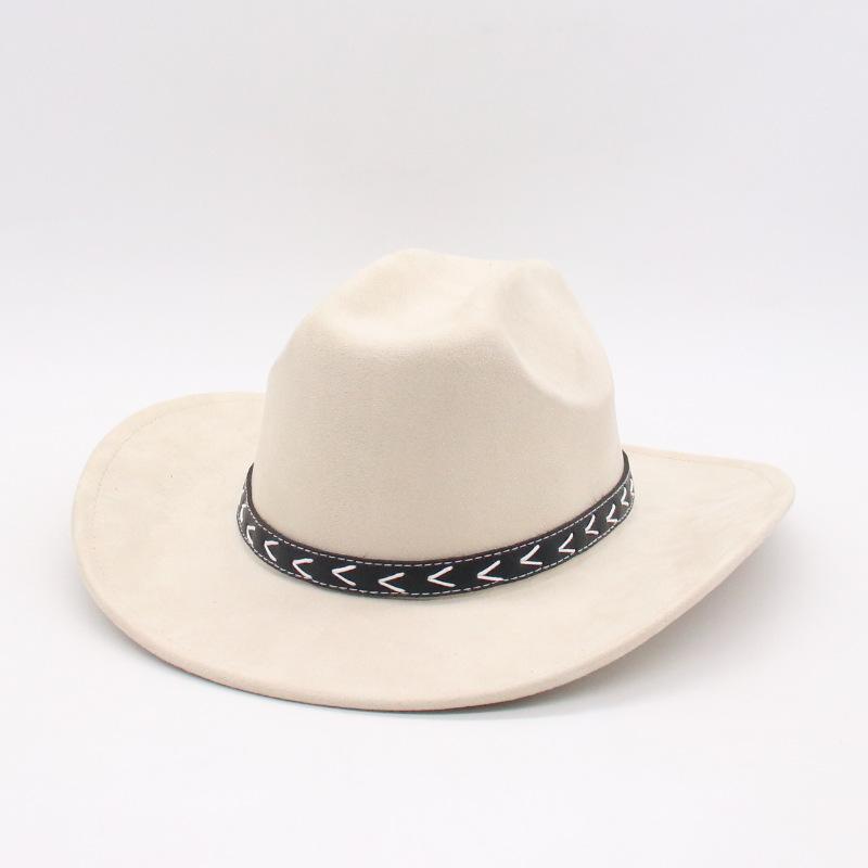 

Ji Nan Women S Woolen Peach Heart Top Cowboy Hat Ethnic Style Jazz Hat Big Brim Top Hat One size fits all j