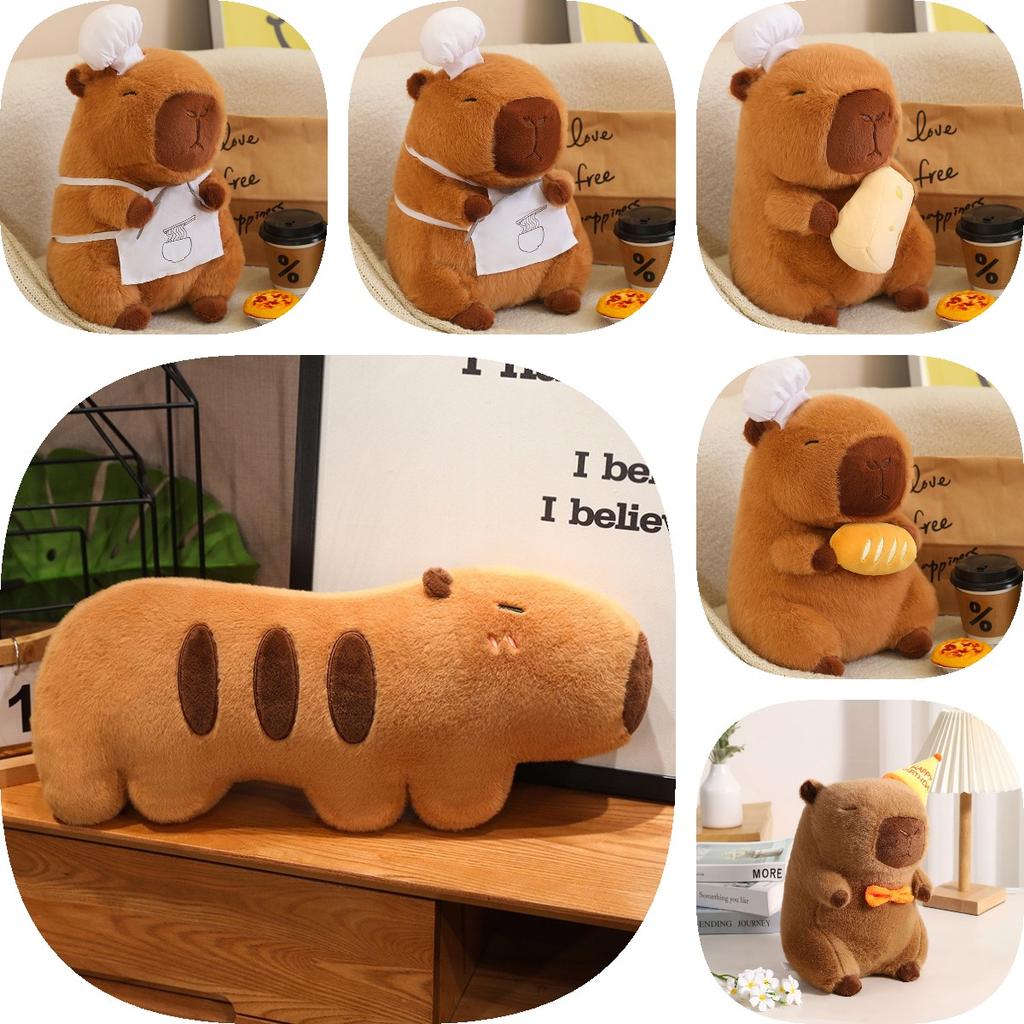 Toy Capybara Plush Animal Doll Shoulder Bag Chef Costume Children Holiday Gift
