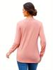 European & American Women's Autumn Ruched V-neck Ruffle Long Sleeve Loose T-shirt