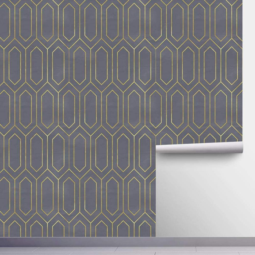 Black Gold Textured Peel and Stick Wallpaper Geometric Self Adhesive Wallpaper Removable Contact Paper for Cabinets Drawers