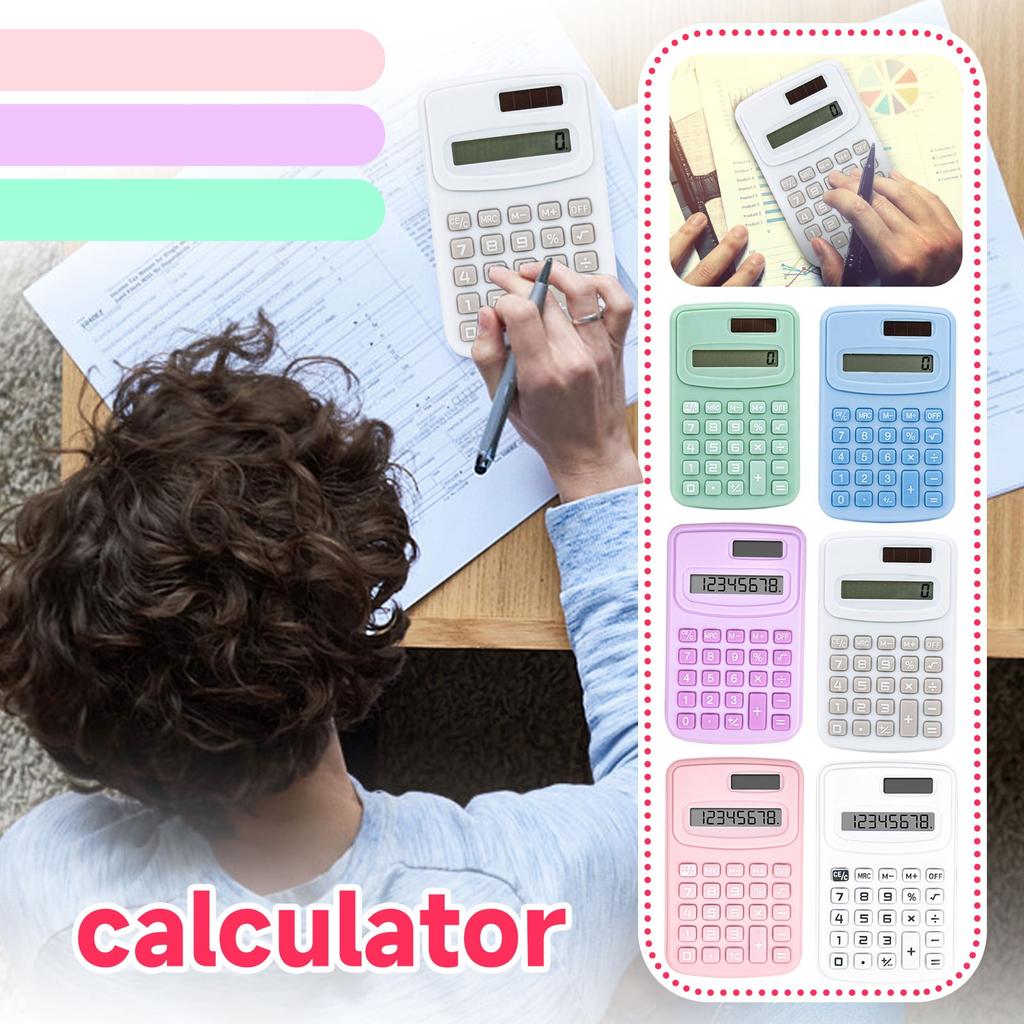Calculatrice de poche Petite calculatrice à piles Taille Calculatrice 4 fonctions Calculatrice de base portable Pour étudiants Enfants École Maison