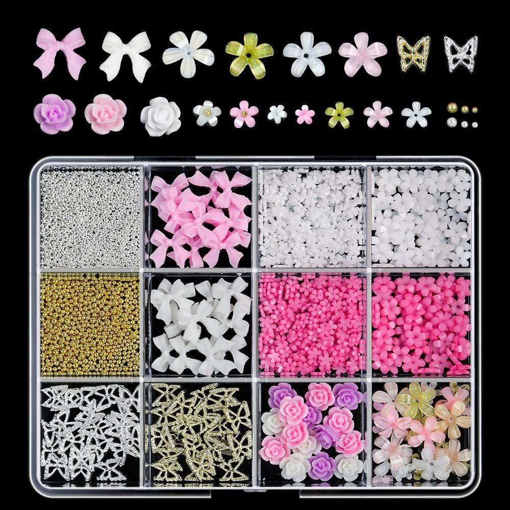 Multicolor 3D Nail Charms Mixed Bowknot Resin Nail Rhinestones  for Glasses Decoration