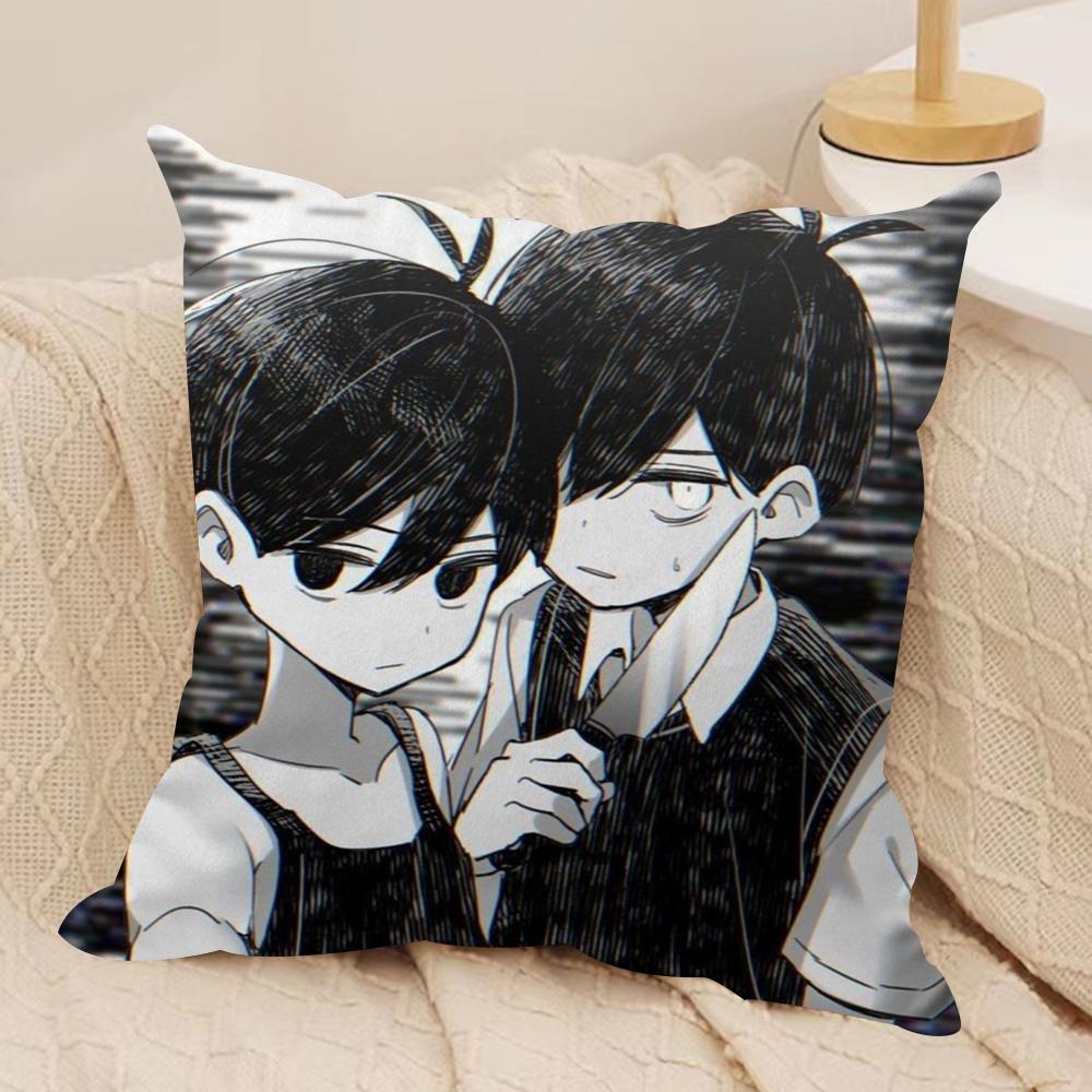 Game Anime O-Omori Cushion Cover Silky Short Plush Sofa Pillow Cover Hidden Zipper Soft Dustproof Case for Home Decor