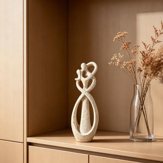 Modern Abstract Couple Statue, Kissing Lover Sculpture, Romantic Resin Hugging Couple Figurine for Living Room, Bedroom, Office Desktop, Bookshelf