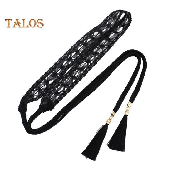 Kjolebelte for kvinner Flettet blonderdekorert duskende ende Midjebånd Ensfarget midjesnor Kostymetilbehør