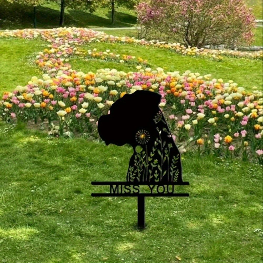 Handcrafted Boxer Dog Memorial Metal Grave Marker Garden Yard Art Outdoor Statue Wall Sculpture