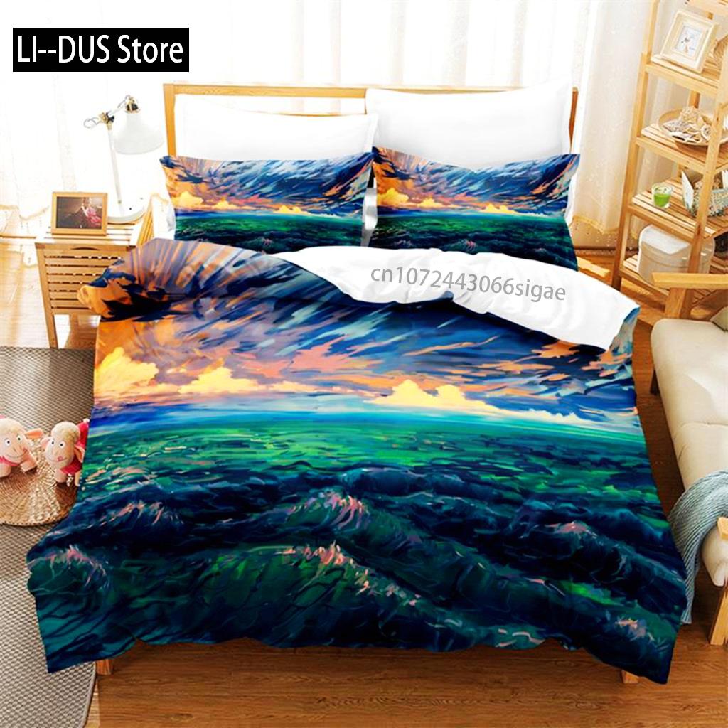 Comforter Seaside City Bedding Set 3D Bedding Digital Printing Queen Size Bed Set Fashion Design