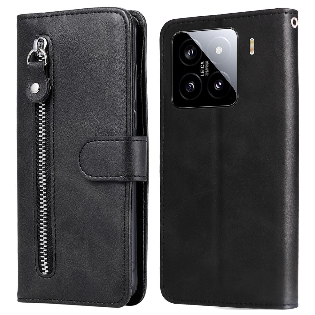 For Xiaomi 15 Case Zipper Wallet Calf Texture PU Leather Phone Cover