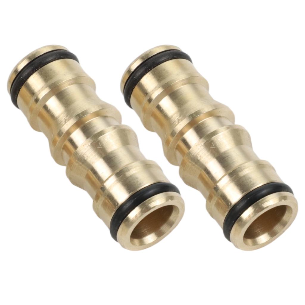 Brass Hose Connector Double Male Connector Sealing Rubber Ring Solid Brass Material Water Leakage Prevention As Pictures Show