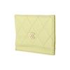 CHANEL  classic gold buckle logo  diamond pattern  lambskin  card holder  women's  yellow-green