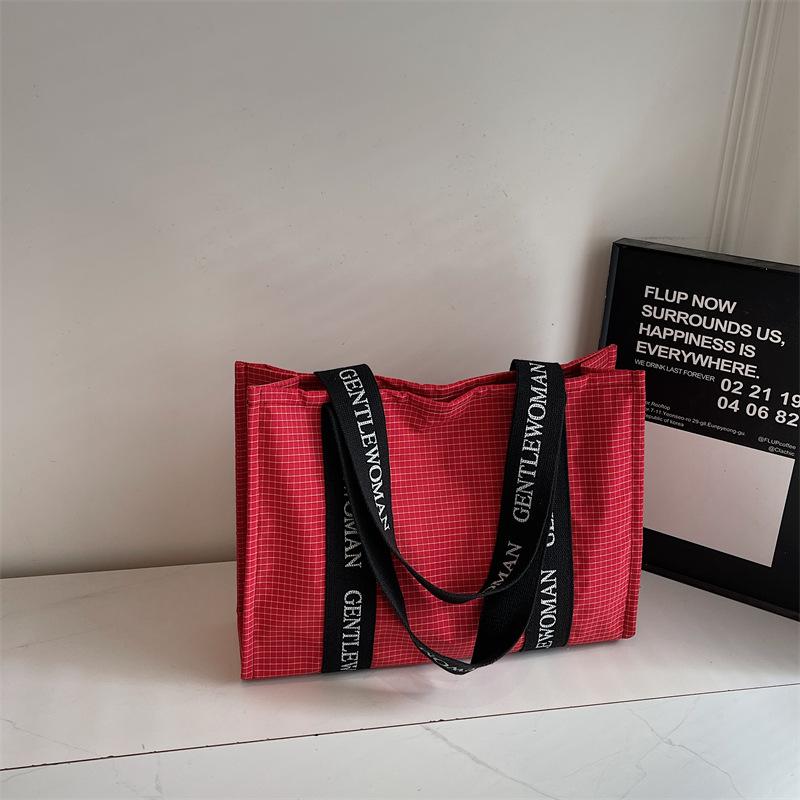 

GentleWoman Large Capacity Shoulder Bag Letter Print Tote Bag Texture Versatile Bag Free Shipping Fashi Grid Autumn Winter