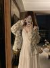 Plus Size French Style Waist-Cinched Ruffled Camisole Dress