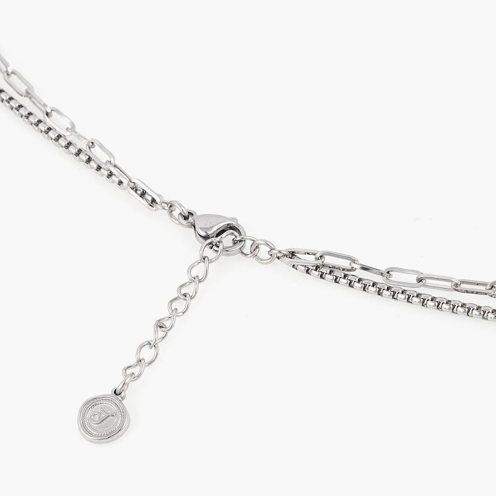 Jbans Classic 06 Cube Double Layered Chain Necklace (C2403-An826_Sv)