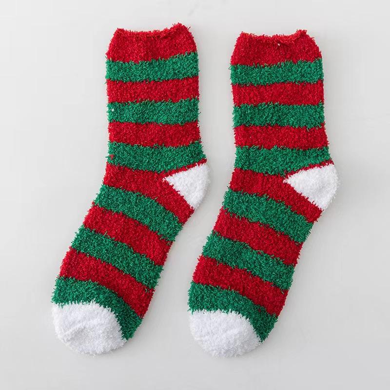 

Coral Fleece Socks, Women s Christmas Socks, Thickened and Warm Half-fleece Socks, Towel Socks, Home Sleep Socks 1 pair